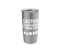 Caution I Throw Things Funny Pottery Artist Bicchiere termico in acciaio inox doppia parete