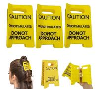 Caution Overstimulated Approach Clip,Clip per capelli con segno di attenzione, divertenti fermagli per capelli gialli per spessi, non avvicinarsi al segno di cautela, tenere lontano dal segnale di