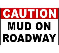Caution Slippery Mud Hazard Road Sign Metal Tin 8 X 12 in