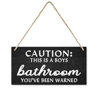 Caution This is a Boys Bathroom You 've Been Warned - Targa in legno rustica da appendere alla parete, con scritta "Caution This is A Boys Bathroom You've Been Warned", 30,5 x 15,2 cm