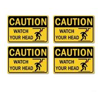 Caution Watch Your Head Sign Sticker confezione da 4 adesivi in PVC giallo per avviso di sicurezza per magazzini, etichette ad alta visibilità per persone con rischi di soffitto bassi in aree