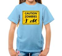 Caution Zombie Cartello Stradale - T-Shirt - Zombie Halloween Divertente Vestito