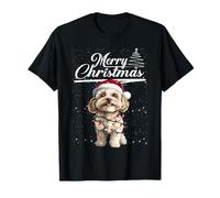 Cavachon Christmas Tree Lights Santa Hat Merry Xmas Pajama Maglietta
