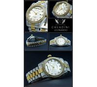 Cavadini Orologio Leonardo Acciaio Massiccio Lunetta Zirconia CV-331S Tag-Datum