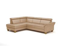 CAVADORE Ammerland - Divano angolare in pelle con pouf, 245 x 84 x 194 cm, colore: Beige