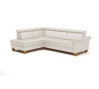 CAVADORE Ammerland - Divano angolare in pelle con pouf, 245 x 84 x 194 cm, colore: Bianco