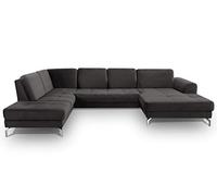 CAVADORE Benda - Divano grande con schienale a destra e molle XL, con schienale regolabile in profondità 332 x 87 x 226 cm, colore: Grigio