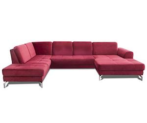 CAVADORE Benda - Divano grande con schienale a destra e molle XL, con schienale regolabile in profondità 332 x 87 x 226 cm, colore: Rosso