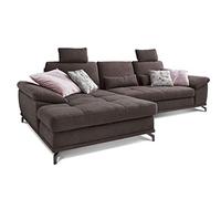 Cavadore Castiel - Divano letto a forma di L con nucleo a molle, grande divano letto a forma di L con cassettone, regolazione della profondità della seduta, poggiatesta e chaise longue XL, 312 x 114 x