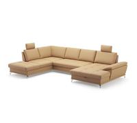 Cavadore Castiel - Paesaggio abitativo con nucleo a molla/divano con grande longchair, letto, cassetta, regolazione della profondità della seduta, poggiatesta e piedini in metallo, 363 x 89-104 x 223,