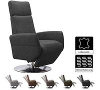CAVADORE Cobra - Poltrona TV con funzione sdraio, funzione relax, regolabile senza livelli, ergonomia L, portata fino a 130 kg, 71 x 112 x 82, effetto pelle, colore: Antracite