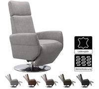 CAVADORE Cobra - Poltrona TV con funzione sdraio, funzione relax, regolabile senza livelli, ergonomia S, portata fino a 130 kg, 71 x 108 x 82 cm, effetto pelle, colore: Grigio chiaro