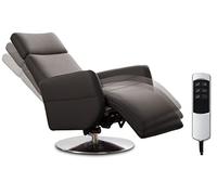 CAVADORE Cobra - Poltrona TV in vera pelle, con 2 motori elettrici e batteria e funzione relax, ergonomia M, 71 x 110 x 82 cm, colore: Caffè