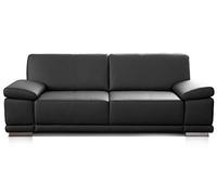 CAVADORE Corianne - Divano a 3,5 posti in similpelle, grande divano in similpelle di qualità e dal design moderno, con braccioli regolabili, 248 x 80 x 99 cm, colore similpelle nero
