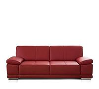 Cavadore Corianne - Divano a 3 posti, in vera pelle, dal design moderno, con braccioli regolabili, 217 x 80 x 99 cm, colore rosso
