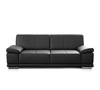 Cavadore Corianne - Piccolo divano a 2,5 posti, in vera pelle, dal design moderno, con braccioli regolabili, 192 x 80 x 99 cm, colore nero