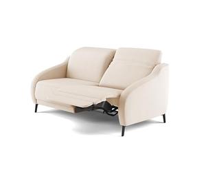 CAVADORE Divano 2,5 posti blu/2,5 posti dal design moderno con doppia funzione motoria, include regolazione testiera e piedini in metallo nero opaco / 172 x 93 x 104 / tessuto piatto, beige