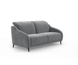 CAVADORE Divano 2,5 posti blu/2,5 posti dal design moderno con funzione TV motoria, include regolazione testiera e piedini in metallo nero opaco / 172 x 93 x 104 / tessuto piatto, grigio