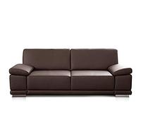 Cavadore - Divano a 2,5 posti Corianne in similpelle di qualità, piccolo, dal design moderno, con braccioli regolabili, 191 x 80 x 99 cm, colore marrone