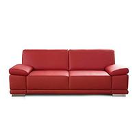 Cavadore - Divano a 2,5 posti Corianne in similpelle di qualità, piccolo, dal design moderno, con braccioli regolabili, 191 x 80 x 99 cm, colore rosso