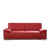CAVADORE - Divano a 3,5 posti Corianne in similpelle di qualità, grande, dal design moderno, con braccioli regolabili, 248 x 80 x 99 cm, colore rosso