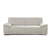 Cavadore - Divano a 3 posti Corianne in similpelle di qualità, dal design moderno, con braccioli regolabili, 217 x 80 x 99 cm, colore bianco