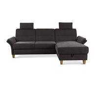 CAVADORE Divano ad angolo Wyk con molle in stile country, con letto a castello e letto a castello, con 2 poggiatesta, 252 x 90 x 162 cm, in ciniglia, marrone