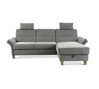 CAVADORE Divano ad angolo Wyk con molle in stile country, con letto a castello e letto a castello, con 2 poggiatesta, 252 x 90 x 162 cm, in ciniglia, grigio