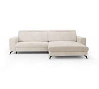 CAVADORE Divano angolare Bounce con rivestimento in corda/divano a forma di L con funzione sleep, contenitore letto + regolazione testiera, 290 x 88 - 108 x 178 cm, colore: Crema/Beige