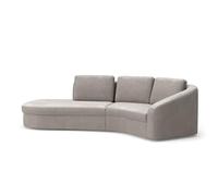 CAVADORE Divano angolare Jawa/divano angolare vicino al pavimento con elemento a 1 posto e angolo trapezoidale semicircolare (60 gradi) / 266 x 88 x 230 / tessuto piatto, grigio chiaro