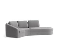 CAVADORE Divano angolare Jawa/divano angolare vicino al pavimento con elemento a 1 posto e angolo trapezoidale semicircolare (60 gradi) / 266 x 88 x 230 / microfibra, grigio medio