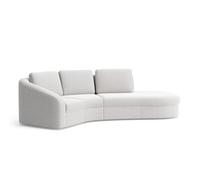 CAVADORE Divano angolare Jawa/divano angolare vicino al pavimento con elemento a 1 posto e angolo trapezoidale semicircolare (60 gradi) / 266 x 88 x 230 / ciniglia, beige