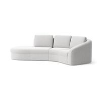 CAVADORE Divano angolare Jawa/divano angolare vicino al pavimento con elemento a 1 posto e angolo trapezoidale semicircolare (60 gradi) / 266 x 88 x 230 / ciniglia, beige