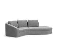 CAVADORE Divano angolare Jawa/divano angolare vicino al pavimento con elemento a 1 posto e angolo trapezoidale semicircolare (60 gradi) / 266 x 88 x 230 / tessuto piatto, grigio