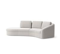 CAVADORE Divano angolare Jawa/divano angolare vicino al pavimento con elemento a 1 posto e angolo trapezoidale semicircolare (60 gradi) / 266 x 88 x 230 / ciniglia, bianco naturale