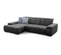 Cavadore - Divano angolare Mistrel con funzione letto, facilmente smacchiabile grazie a tessuto Soft Clean, adatto a famiglie con bambini e animali domestici, 273 x 77 x 173 cm, colore grigio scuro