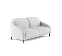 CAVADORE Divano blu a 3 posti, design moderno, con funzione TV motoria, porta USB, regolazione testiera, piedini in metallo nero opaco, tessuto piatto, grigio medio