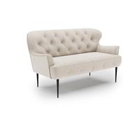 CAVADORE Divano da cucina a 2 posti Amba, alla moda, per cucina o sala da pranzo, 153 x 97 x 87, tessuto piatto di alta qualità: bianco naturale