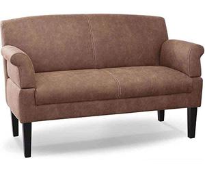 CAVADORE Divano da cucina a 2 posti Malm, panchina per cucina o sala da pranzo in similpelle, con regolazione del braccio, anima a molla e moderna cucitura a contrasto, 152 x 97 x 78, microfibra: