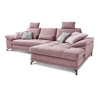 Cavadore Divano letto Castiel con anima a molla/grande divano a forma di L con funzione letto, regolazione della profondità della seduta, poggiatesta e sedia a sdraio XL, 312 x 114 x 173, tessuto