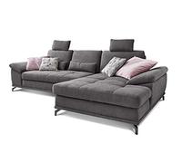 Cavadore Divano letto Castiel con anima a molla/grande divano a forma di L con funzione letto, regolazione della profondità della seduta, poggiatesta e sedia a sdraio XL, 312 x 114 x 173 cm, tessuto