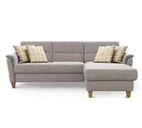 CAVADORE Divano letto Palera/divano angolare a molle con funzione sleep e cassettone letto / 244 x 89 x 163 / rivestimento in ciniglia grigio chiaro