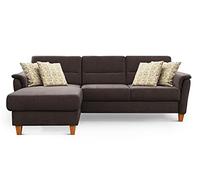CAVADORE Divano letto Palera/divano imbottito a forma di L con nucleo a molle, funzione letto e contenitore, 244 x 89 x 163 cm, ciniglia, marrone