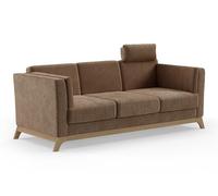 CAVADORE Divano Vida a 3 posti, design alla moda, con struttura in legno massello di faggio, poggiatesta con cuscino morbido / 213 x 84 x 93 / ciniglia, colore: rosso