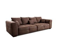 CAVADORE Grande divano Mavericco/grande divano dal design moderno in similpelle/con cuscino per schienale e cuscino decorativo / 287 x 69 x 108 cm (L x A x P) / microfibra marrone scuro