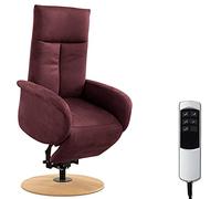 CAVADORE Juba - Poltrona per TV con batteria, con supporto per alzarsi e funzione relax, 2 motori E, 75 x 112 x 82, effetto pelle, colore: vinaccia