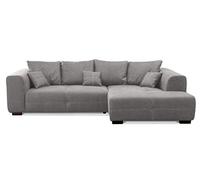 CAVADORE Mavericco - Divano angolare con cuscino, design moderno, 285 x 69 x 170 cm, effetto pelle, colore: grigio