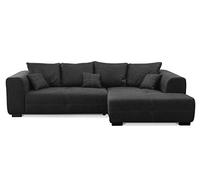 CAVADORE Mavericco - Divano angolare con cuscino, design moderno, 285 x 69 x 170 cm, effetto pelle, colore: grigio scuro