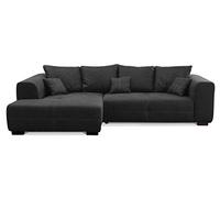 CAVADORE Mavericco - Divano angolare con cuscino, design moderno, 285 x 69 x 170 cm, effetto pelle, colore: grigio scuro