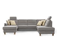 CAVADORE Palera - Divano a forma di U con 2 poggiatesta, 314 x 89 x 212, in microfibra, colore: Grigio chiaro